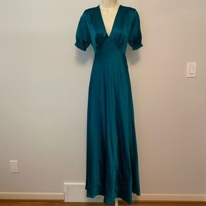 DVF Avianna Evergreen green maxi satin dress 6